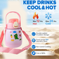 Front view of vacuum insulated water bottle with personalized stickers