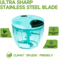 Ergonomic handle and anti-slip base ensuring safe and comfortable use of the chopper.
