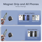Compact magnetic phone holder placed on office desk holding smartphone