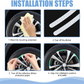 Reflective strips enhancing safety and style on a motorcycle wheel at night.