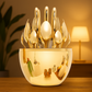 Unique oval-shaped golden stand designed for the premium cutlery set.