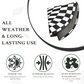 Black and white checkered 3D space rug with non-slip backing