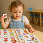 Child's hands playing with an ABC letter jigsaw puzzle, enhancing skills.