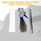 Diagram showing how to refill the spray bottle of the glass cleaner.
