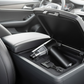 USB rechargeable car vacuum cleaner with charging cable and nozzle attachments.