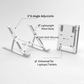 Close-up of the multi-angle adjustment mechanism on the metal laptop riser.