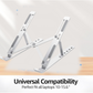 The portable laptop stand folded compactly, highlighting its travel-friendly design.