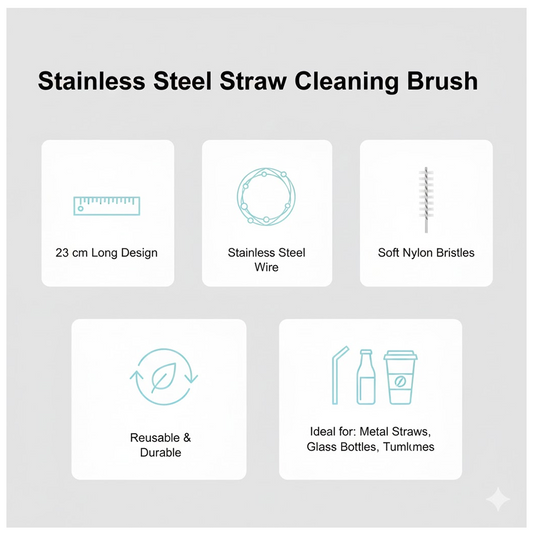 Ergonomic handle of the stainless steel straw cleaner.
