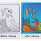 Detailed view of the Magic Water Coloring Book and its unique water-activated pages.