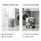 Spacious 45-litre canvas laundry bag shown with ample capacity for clothes.