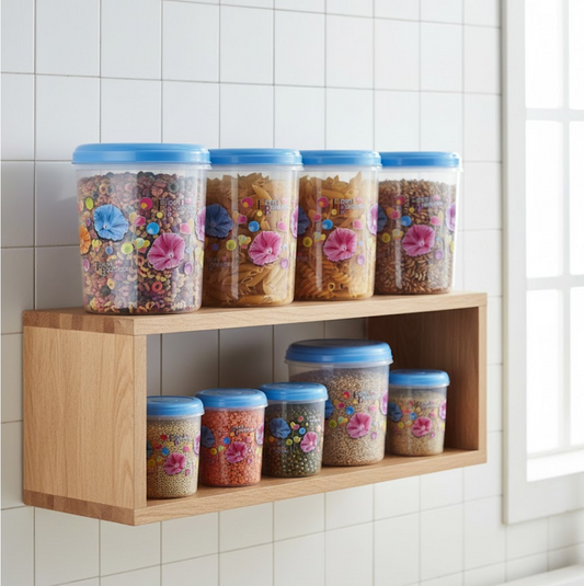 Illustration detailing the durable plastic construction of the food storage containers.