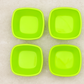 Stylish square plastic bowls displayed in a modern kitchen setting.