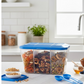 Airtight 3-section food storage box with a clear lid, showcasing organized ingredients.