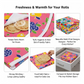 Illustration showcasing the design and benefits of the Tidy Table roti cover.