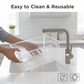 Close-up of the easy-grip handle on the clear refrigerator organizer bin.