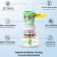 Diagram illustrating the flexible and adjustable design of the faucet sprayer.