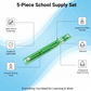 Close-up of the durable plastic ruler from the essential school supply set.