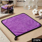 Microfiber cleaning towel with hanging loop in purple