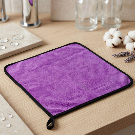 Soft purple microfiber cloth folded