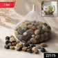 Natural river stones packed in a net bag, suitable for indoor and outdoor decoration.