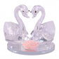 White background showing crystal swan showpiece with dimensions