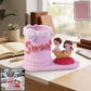 Charming resin couple pen holder in pastel pink color