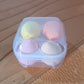 Makeup sponge set packaging with four pieces included