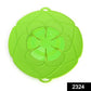 Close-up of a flexible Silicone Spill Stopper Lid in a kitchen setting.