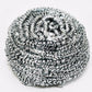 Round stainless steel scrubber showing its intricate wire design for superior scrubbing.
