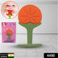 Assortment of colorful fruit teether toys for babies.