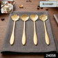Pack of golden mini spoons for desserts and beverages