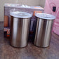 Stainless steel airtight containers from Konvex, perfect for storing dry goods like snacks and pulses.
