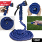 Compact expandable garden hose coiled for easy storage.