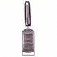 Slim stainless steel cheese grater on white background