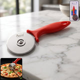 Stainless steel pizza cutter with plastic handle for effortless slicing