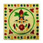 Artistic wooden bajot with a vibrant hand-painted surface, showcasing traditional Indian art.
