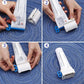 Rolling toothpaste tube holder with an empty tube, highlighting its waste reduction benefit.