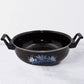 14 inch cast iron kadai showing rustic texture and wide base for Indian cooking