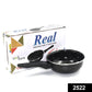 Angle view of the non-stick fry pan, highlighting its gas stove compatibility.
