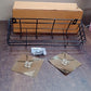Shower shelf rack used for storage in an office setting