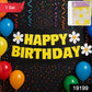 Birthday party decorative banner hanging on a wall with colorful floral design