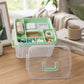 Medical storage box with secure locking lid and transparent body