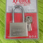 Detail of the hardened steel shackle on the Safelix solid padlock.