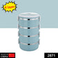 Durable stainless steel tiffin box with four compartments.