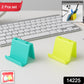 Compact mobile phone stand holding smartphone with pen holder slots filled
