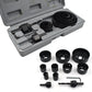 Hole saw kit with 12 pieces, displaying the 19-64mm diameter range for versatility.