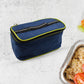 A closed multi-compartment stainless steel lunch box from Lunchie Bunchie.