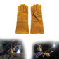Flexible suede welding gloves with long cuffs for forearm protection.