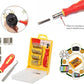 Screwdriver set with an organized magnetic holder, showing the flexible shaft.