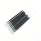 Multiple InkGlow black pen refills arranged neatly on a surface.